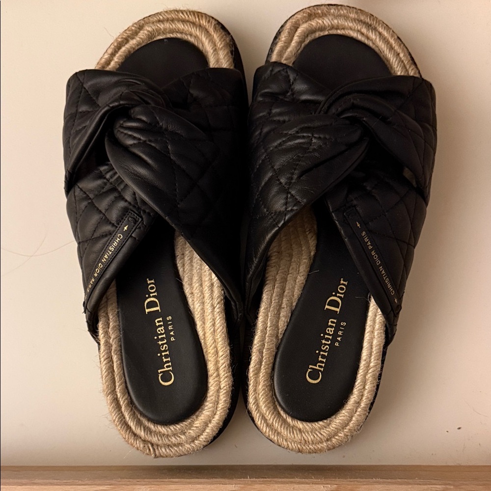 Dior Black Quilted Women's Sandals